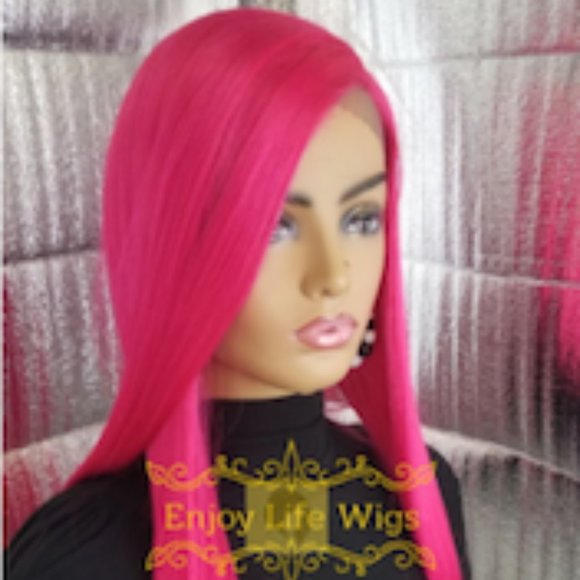 COPY - Celebrity fuchsia pink lace front human wig main image 6